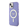 Guess Glitter Gold MagSafe - Etui iPhone 14 (Purpurowy)