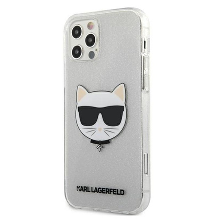 Karl Lagerfeld Choupette Head Glitter - Etui iPhone 12 / iPhone 12 Pro (srebrny)