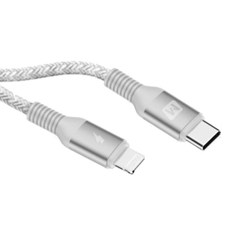 Momax Elite link - Przewód z USB-C (Power Delivery Fast Charging 3A) na Lightning MFi 1,2 m (Silver)