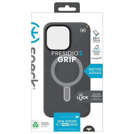 Speck Presidio2 Grip ClickLock & MagSafe - Etui iPhone 15 Pro Max (Charcoal Grey/Cool Bronze)