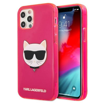 Karl Lagerfeld Choupette Head - Etui iPhone 12 / iPhone 12 Pro (fluo różowy)