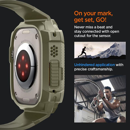 Spigen Rugged Armor Pro - Pasek z obudową do Apple Watch Ultra 49 mm (Vintage Khaki)