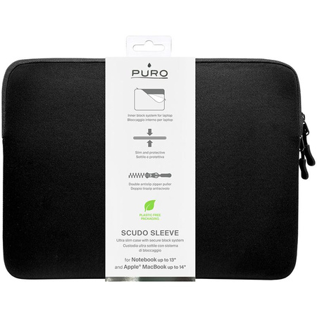 PURO Scudo Sleeve - Pokrowiec MacBook Pro 14” / Notebook 13” (czarny)
