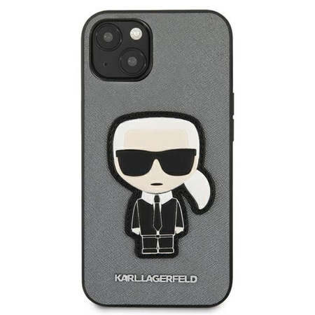 Karl Lagerfeld Saffiano Ikonik Patch - Etui iPhone 13 (srebrny)