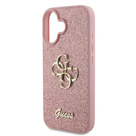 Guess Fixed Glitter Big 4G - Etui iPhone 16 Plus (różówy)