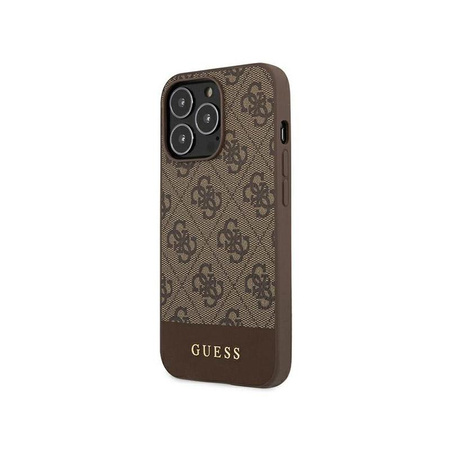 Guess 4G Bottom Stripe Collection - Etui iPhone 13 Pro Max (brązowy)