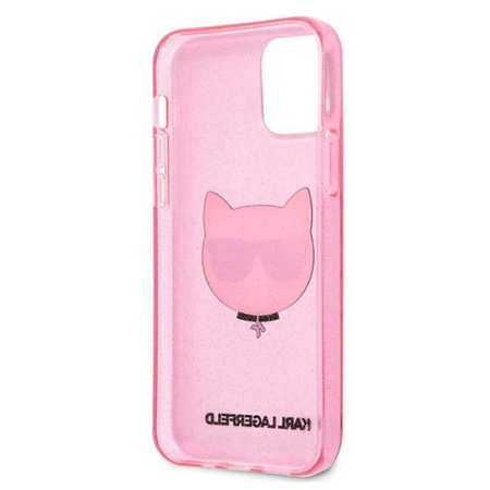 Karl Lagerfeld Choupette Head Glitter - Etui iPhone 12 / iPhone 12 Pro (różowy)