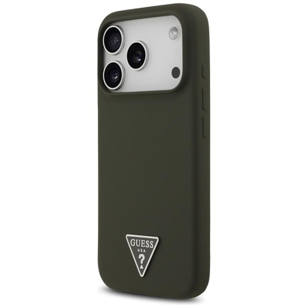 Guess Silicone Triangle Logo MagSafe - Etui iPhone 17 Pro (khaki)