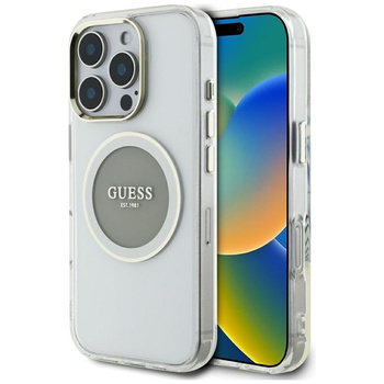 Guess IML Metal Colored Circle Classic Logo MagSafe - Etui do iPhone 16 Pro (szary)