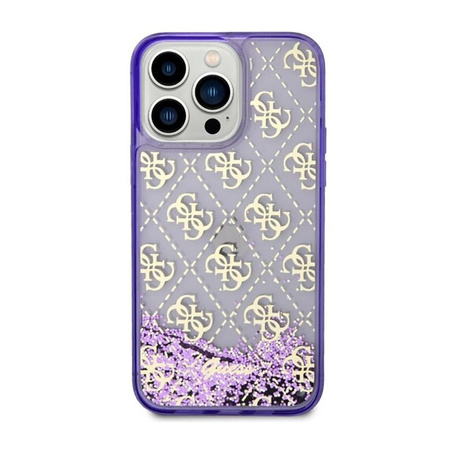 Guess Liquid Glitter Transculent 4G - Etui iPhone 14 Pro Max (Purpurowy)