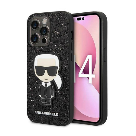Karl Lagerfeld Glitter Flakes Ikonik - Etui iPhone 14 Pro (czarny)