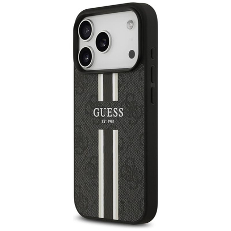 Guess 4G Printed Stripes MagSafe - Etui iPhone 17 Pro (czarny)
