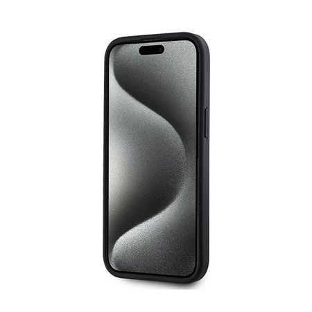 DKNY Leather Checkered Mono Pattern MagSafe - Etui iPhone 14 / 15 / 13 (czarny)