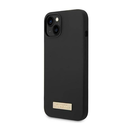 Guess Silicone Logo Plate MagSafe - Etui iPhone 14 (czarny)