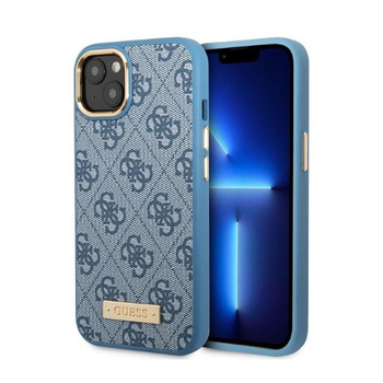 Guess 4G Logo Plate MagSafe - Etui iPhone 13 (niebieski)