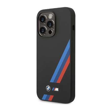 BMW Silicone Slanted Stripes - Etui iPhone 14 Pro (czarny)