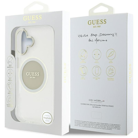 Guess IML Metal Colored Circle Classic Logo MagSafe - Etui do iPhone 16 (szary)