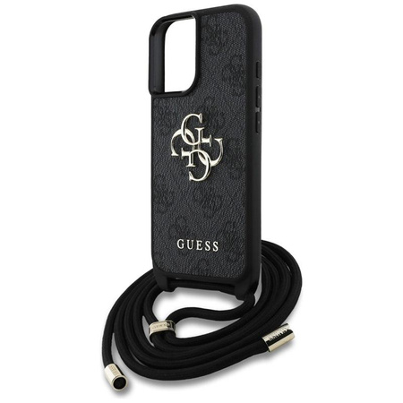 Guess 4G Big Logo Cord Strap Crossbody - Etui do iPhone 16 (czarny)