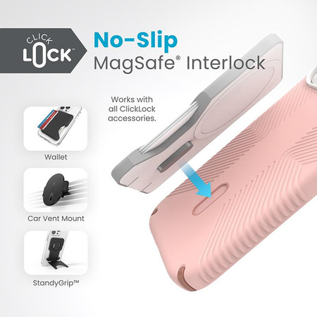 Speck Presidio2 Grip ClickLock & MagSafe - Etui iPhone 16e / iPhone 15 / iPhone 14 / iPhone 13 (Dahlia Pink / Rose Copper)