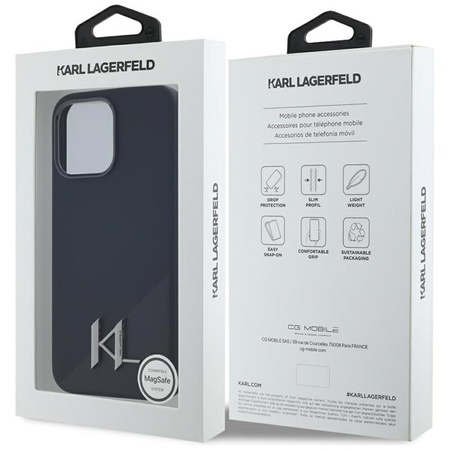 Karl Lagerfeld Silicone Shadow Metal Initial MagSafe - Etui do iPhone 15 Pro (czarny)