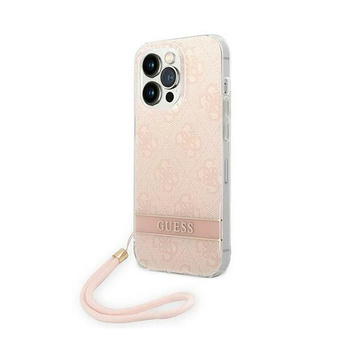 Guess 4G Print Cord - Etui ze smyczką iPhone 14 Pro Max (różowy)