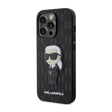 Karl Lagerfeld Saffiano Monogram NFT Ikonik - Etui iPhone 14 Pro Max (Czarny)