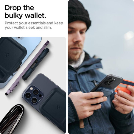 Spigen Lock Fit MagSafe - Portfel magnetyczny (Metal Slate)