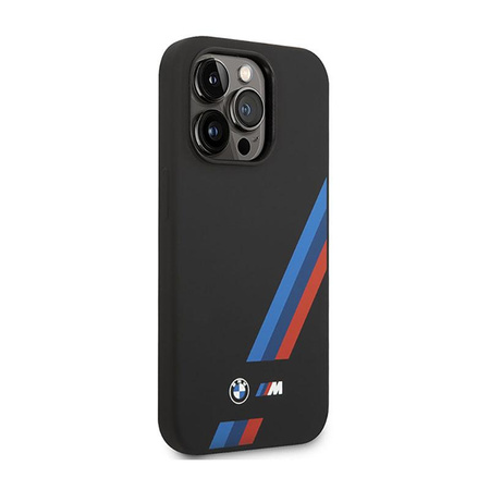 BMW Silicone Slanted Stripes MagSafe - Etui iPhone 14 Pro (czarny)