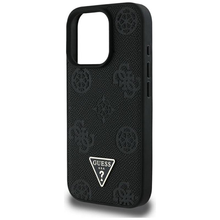 Guess Grained Hot Stamp Peony Triangle Logo MagSafe - Etui do iPhone 16 Pro Max (czarny)