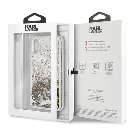 Karl Lagerfeld Signature Glitter Case - Etui iPhone Xs / X (Floatting Charms)