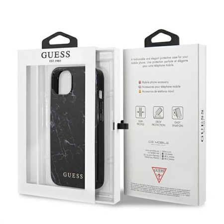 Guess Marble - Etui iPhone 13 (czarny)