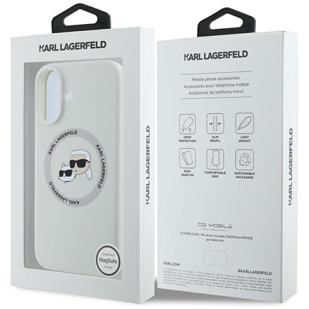 Karl Lagerfeld Silicone Double Heads And Circle MagSafe - Etui do iPhone 16 (beżowy)