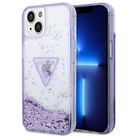 Guess Liquid Glitter Triangle Logo Case – Etui iPhone 14 (fioletowy)
