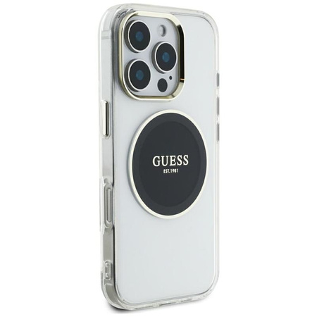 Guess IML Metal Colored Circle Classic Logo MagSafe - Etui do iPhone 16 Pro Max (czarny)