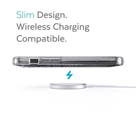 Speck Presidio Perfect-Clear with Glitter - Etui iPhone 13 z powłoką MICROBAN (Clear/Platinum Glitter)