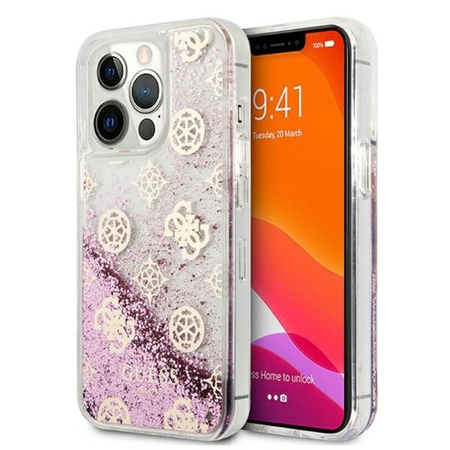 Guess Peony Liquid Glitter - Etui iPhone 13 Pro (różowy)