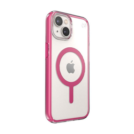 Speck Presidio Perfect-Clear with Impact Geometry + MagSafe - Etui iPhone 14 / iPhone 13 z powłoką MICROBAN (Clear / Digital Pink)