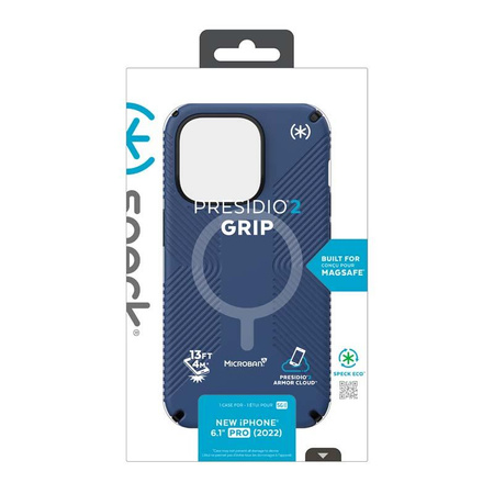 Speck Presidio2 Grip MagSafe - Antypoślizgowe etui iPhone 14 Pro (Coastal Blue / Black / White)