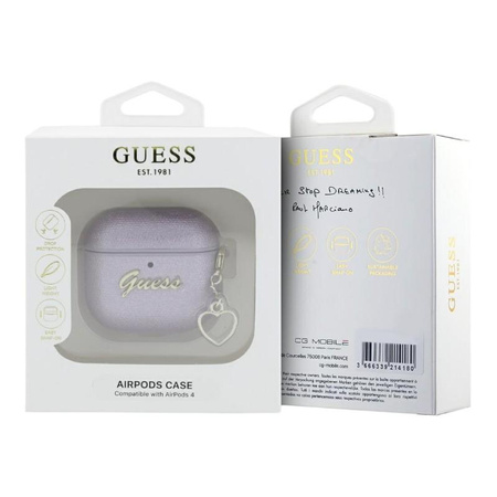 Guess Metallic Script Charm - Etui AirPods 4 (fioletowy)