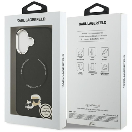 Karl Lagerfeld Karl & Choupette Pins MagSafe - Etui iPhone 17 (czarny)