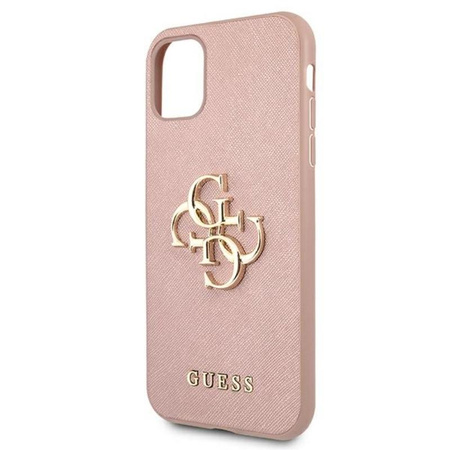Guess Saffiano 4G Big Metal Logo - Etui iPhone 11 (różowy)