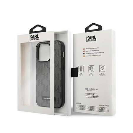 Karl Lagerfeld Saffiano Mono Metal Logo - Etui iPhone 14 Pro (szary)