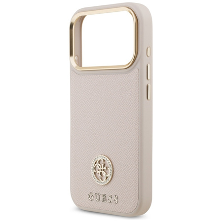 Guess Grained Strass Logo MagSafe - Etui iPhone 17 Pro (różowy)
