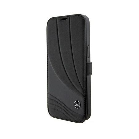 Mercedes Booktype Leather Wave Pattern - Etui iPhone 15 (czarny)