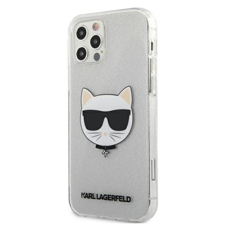 Karl Lagerfeld Choupette Head Glitter - Etui iPhone 12 Pro Max (srebrny)
