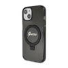 Guess Ring Stand Script Glitter MagSafe - Etui iPhone 15 Plus (czarny)