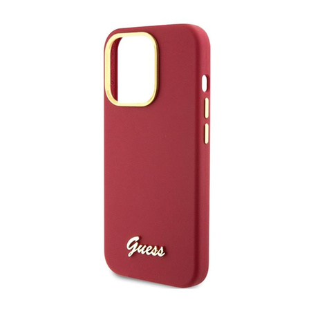 Guess Silicone Script Metal Logo & Frame - Etui iPhone 15 Pro (magenta)