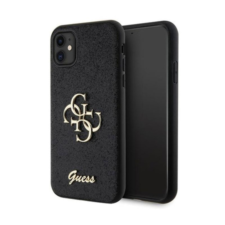 Guess Glitter Script Big 4G - Etui iPhone 11 (czarny)