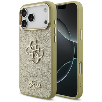 Guess Fixed Glitter Big 4G Metal Frame - Etui iPhone 17 Pro Max (złoty)