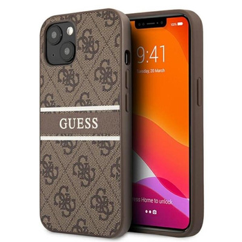 Guess 4G Printed Stripe - Etui iPhone 13 Mini (brązowy)